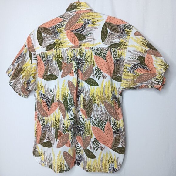 Vintage Hunters Run Woman Small Shirt Zebra Safari Button Up Short Sleeve Nature - Picture 3 of 12